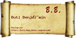 Buti Benjámin névjegykártya