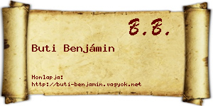 Buti Benjámin névjegykártya